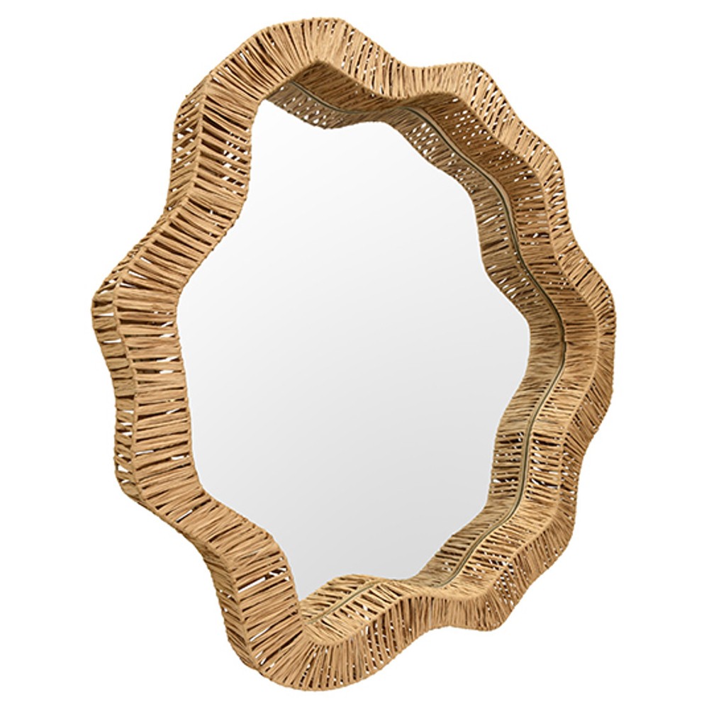 Worlds Away Komodo Coastal Natural Rattan Wall Mirror|