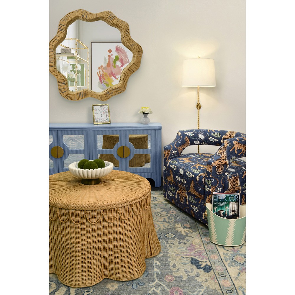 Worlds Away Komodo Coastal Natural Rattan Wall Mirror|