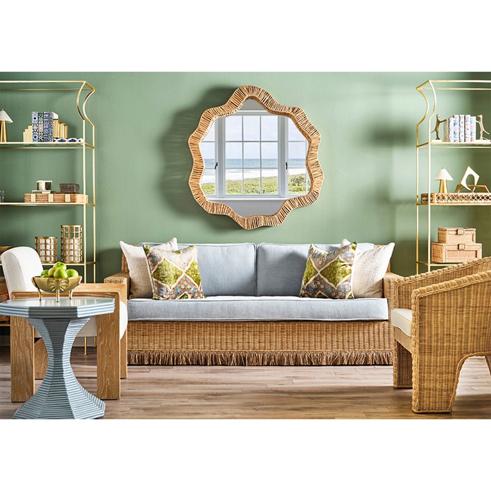 Worlds Away Komodo Coastal Natural Rattan Wall Mirror|