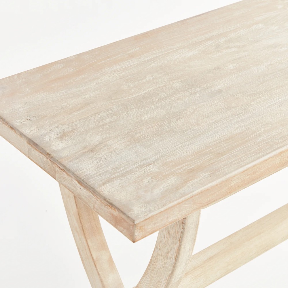 Felicien French Country Whitewash Mango Wood Rectangular Console Table|