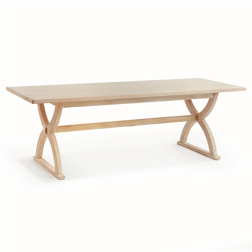 Felicien French Country Whitewash Mango Wood Rectangular Dining Table - 96"|