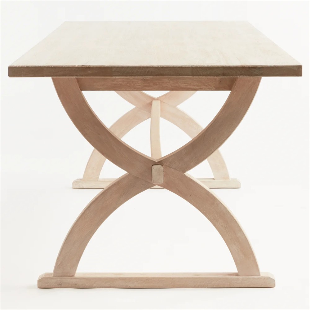 Felicien French Country Whitewash Mango Wood Rectangular Dining Table - 96"|