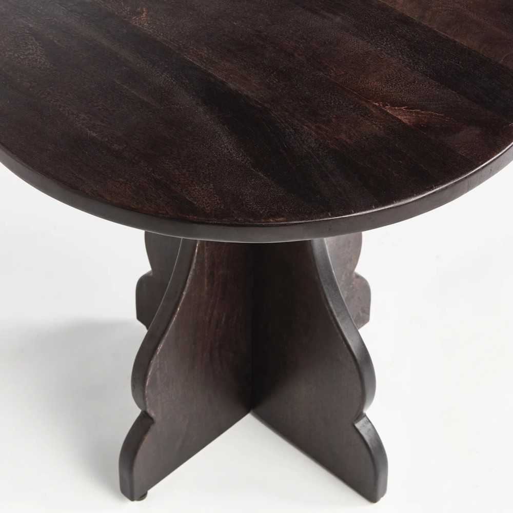 Gonzalo Updated Traditional Black Mango Wood Pedestal Round Side Table|