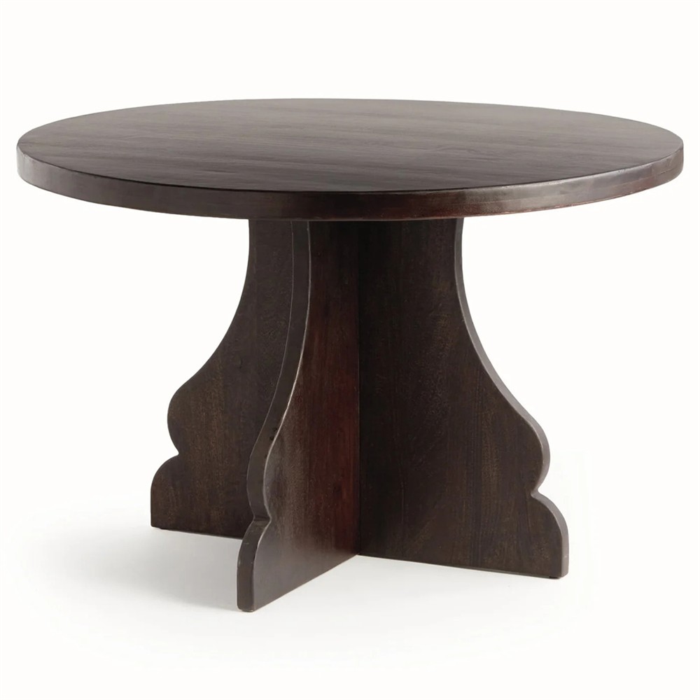Gonzalo Updated Traditional Black Mango Wood Round Dining Table - 48"|