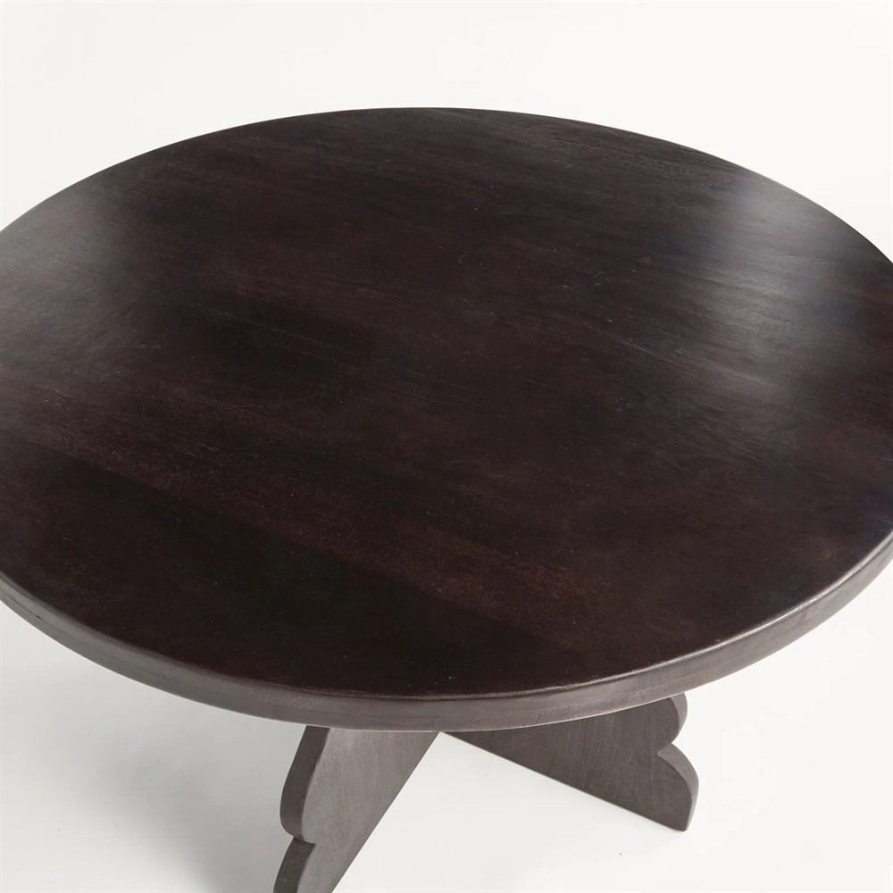 Gonzalo Updated Traditional Black Mango Wood Round Dining Table - 48"|