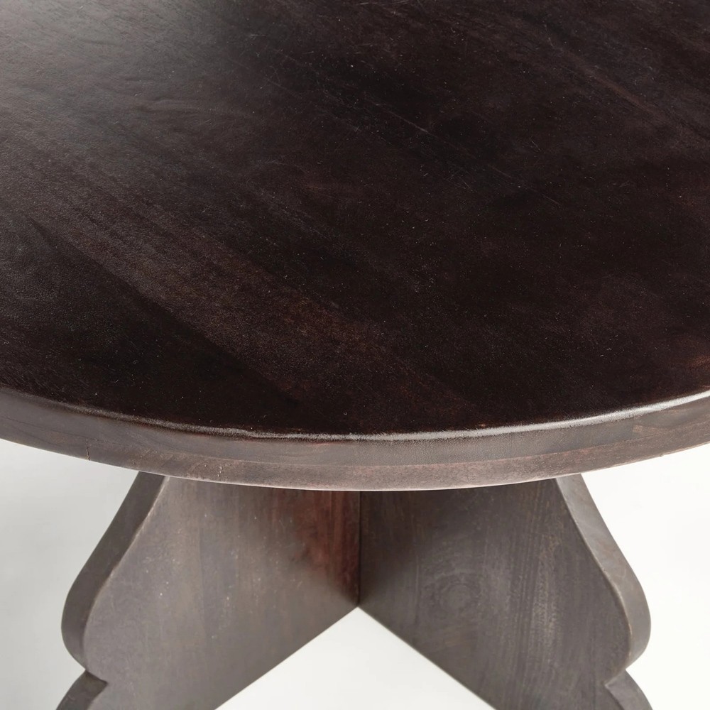 Gonzalo Updated Traditional Black Mango Wood Round Dining Table - 48"|