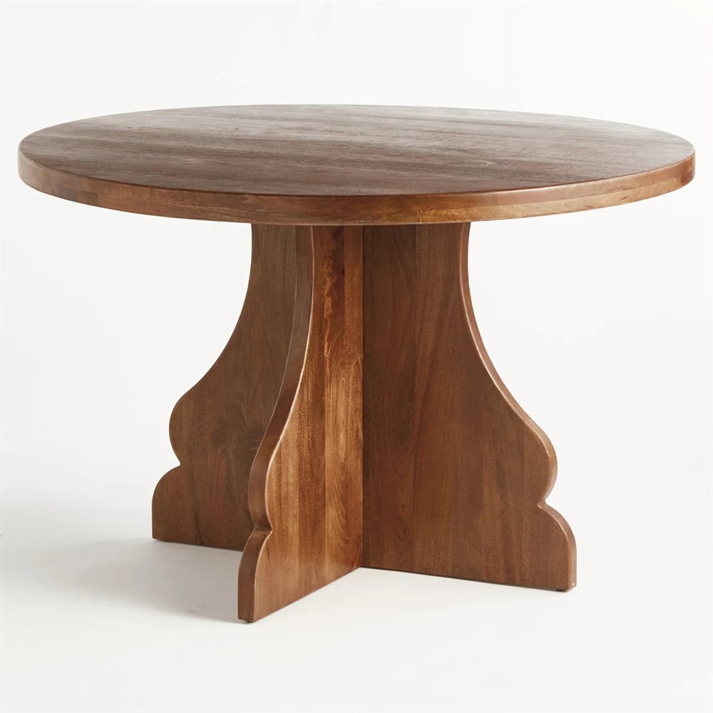 Gonzalo Updated Traditional Brown Mango Wood Round Dining Table - 48"|