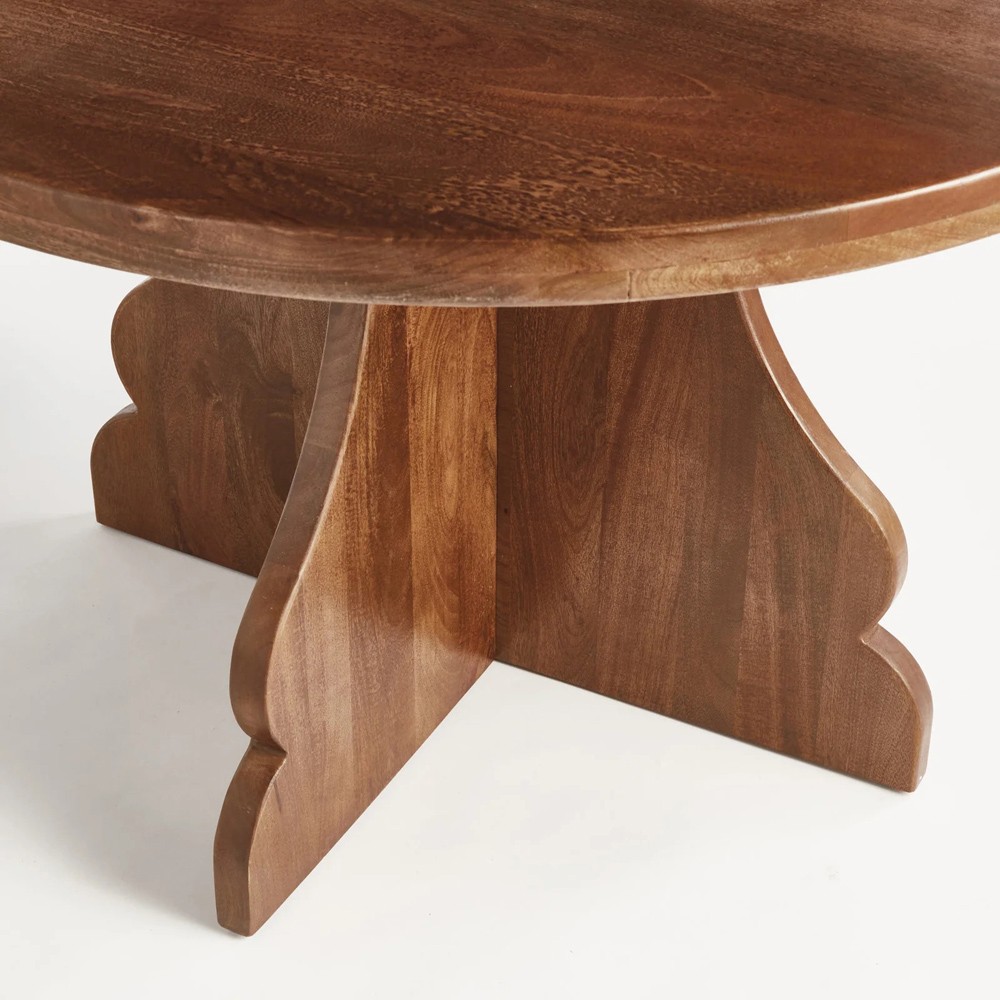 Gonzalo Updated Traditional Brown Mango Wood Round Dining Table - 48"|