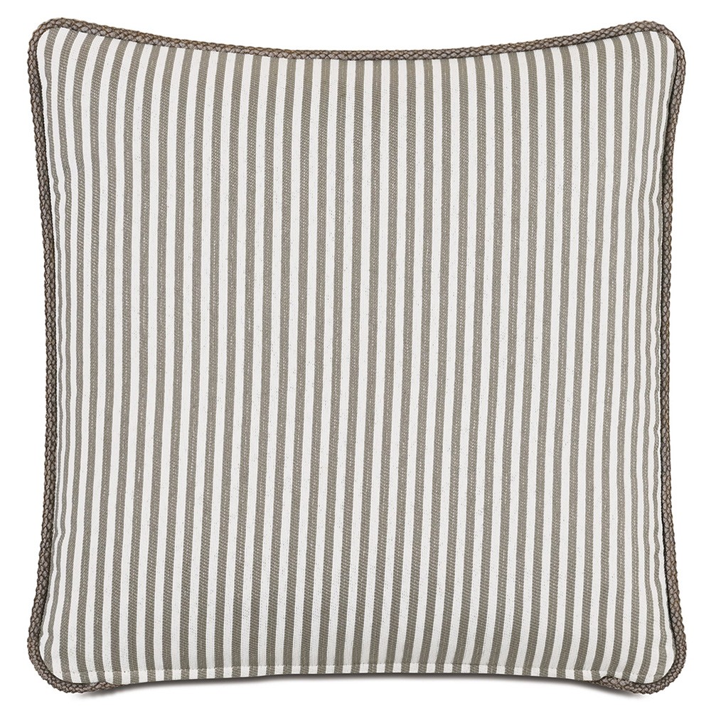 Alona Coastal Beach Beige Striped Performance Indoor Outdoor Throw Pillow - 20x20|