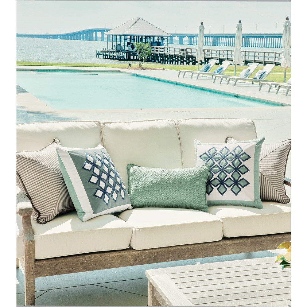 Alona Coastal Beach Beige Striped Performance Indoor Outdoor Throw Pillow - 20x20|