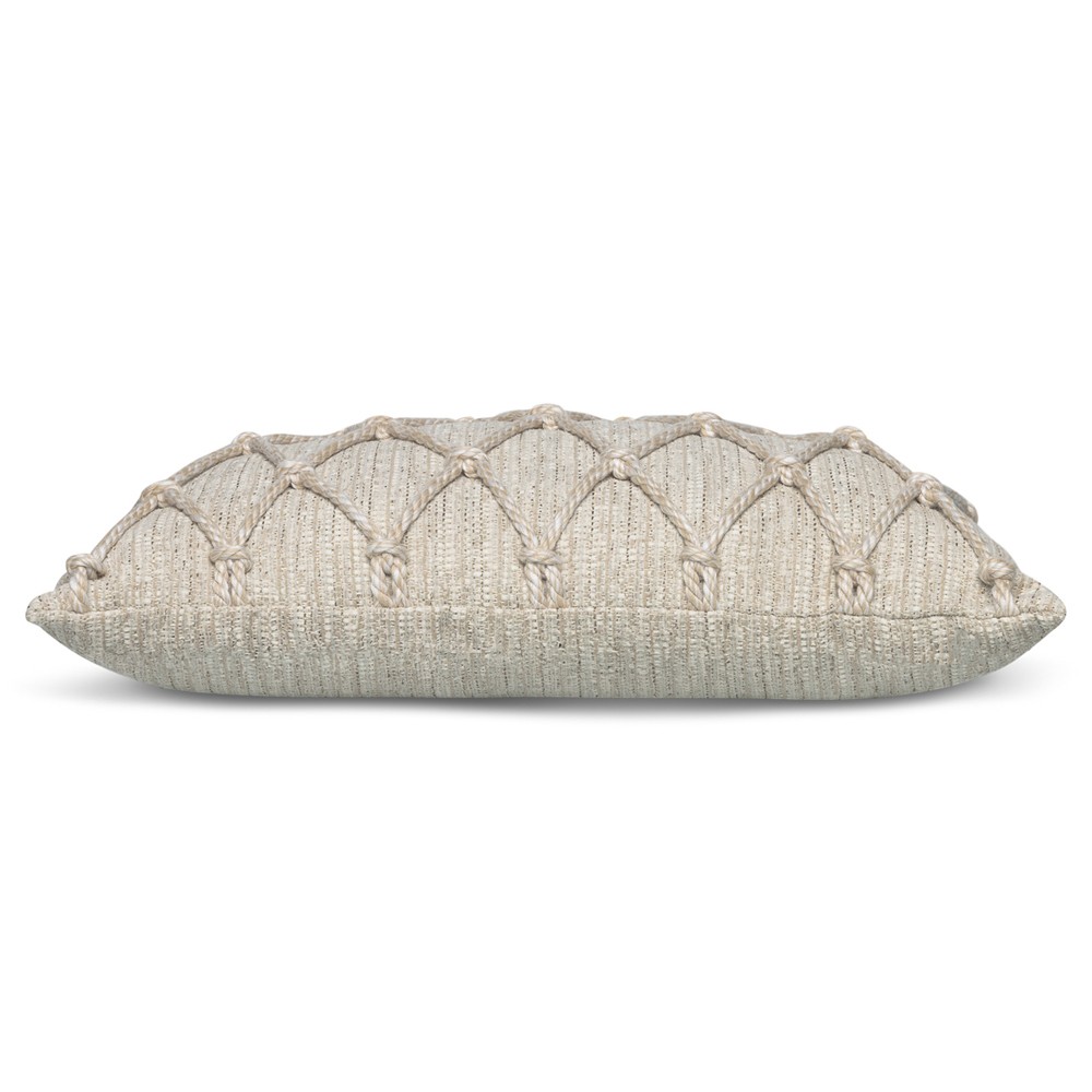 Jero Coastal Beach Beige Lattice Indoor Outdoor Lumbar Pillow - 12x20|