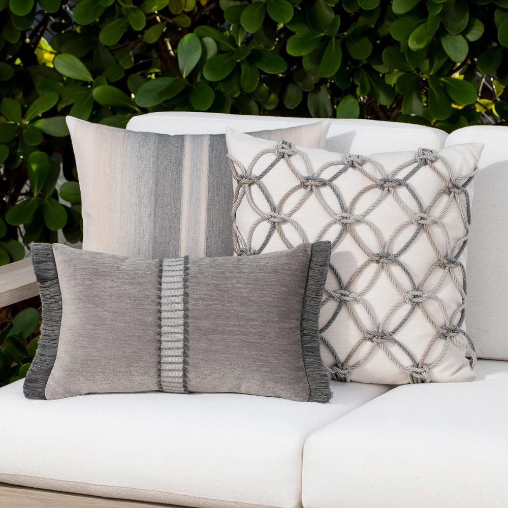 Keaton Coastal Beige Rope Indoor Outdoor Throw Pillow - 20x20|