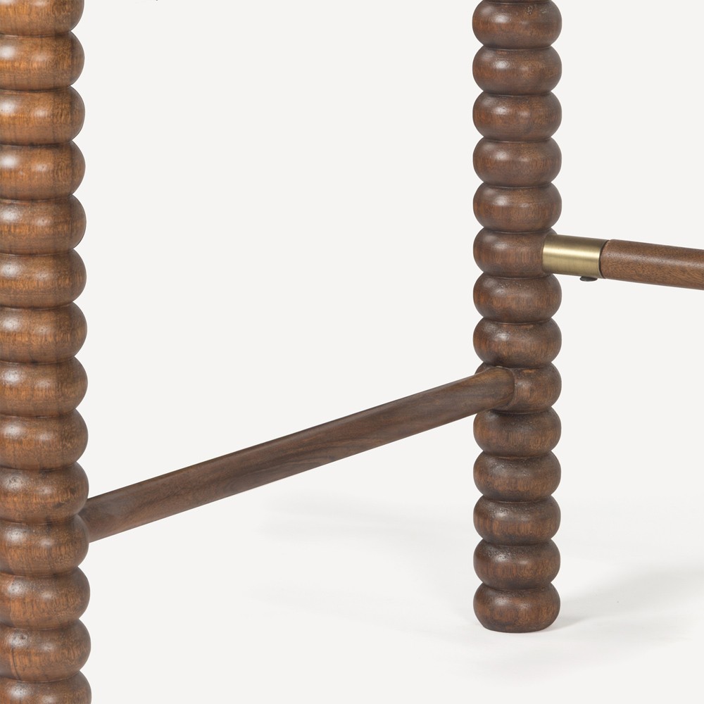 Tobi Updated Traditional Natural Woven Cane Brown Acacia Wood Spindle Desk|