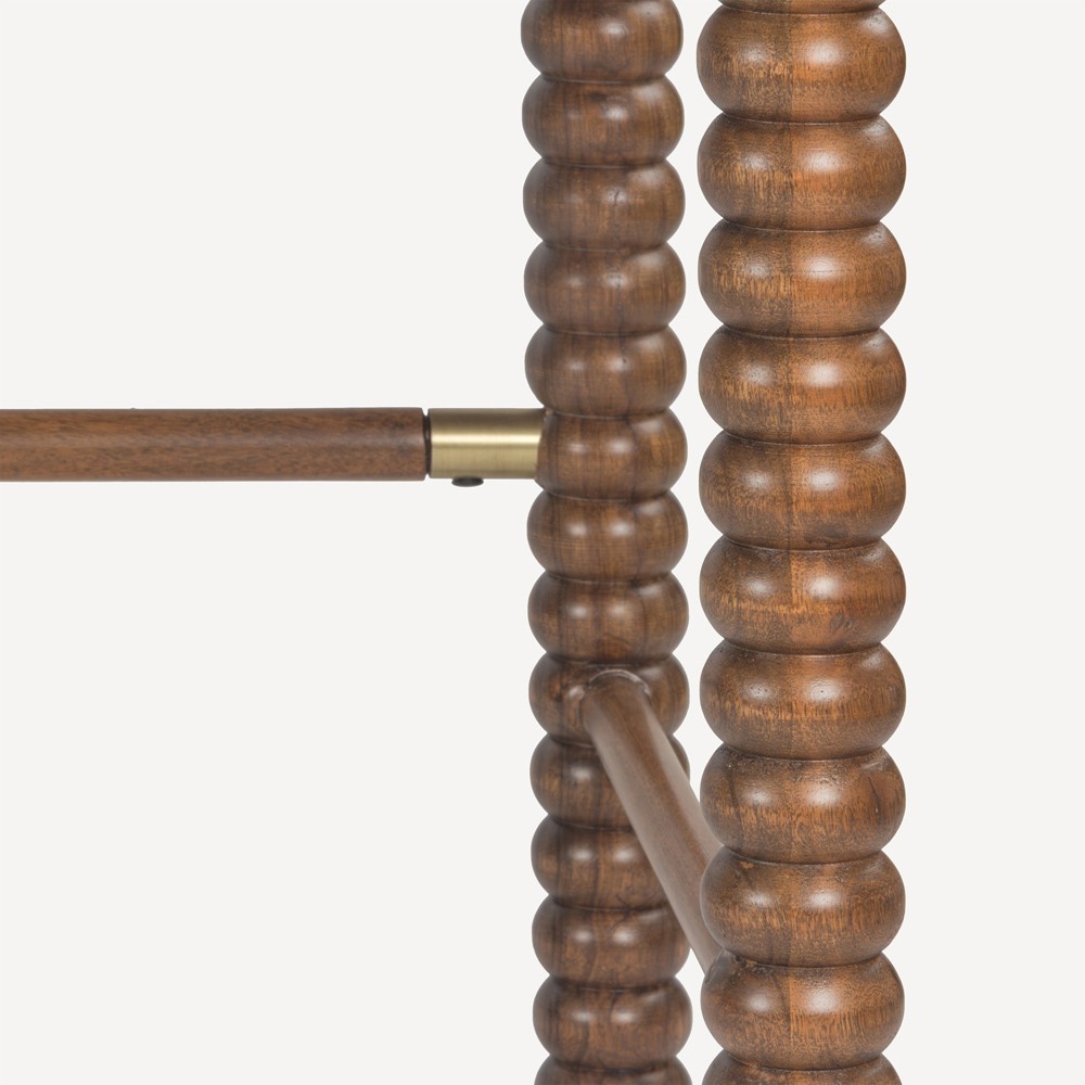 Tobi Updated Traditional Natural Woven Cane Brown Acacia Wood Spindle Desk|