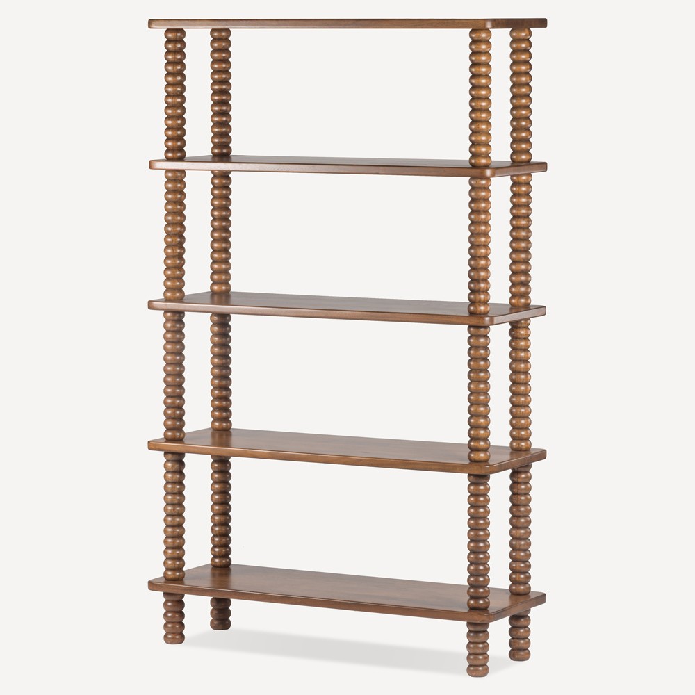 Tobi Updated Traditional Brown Acacia Wood Spindle Bookcase|