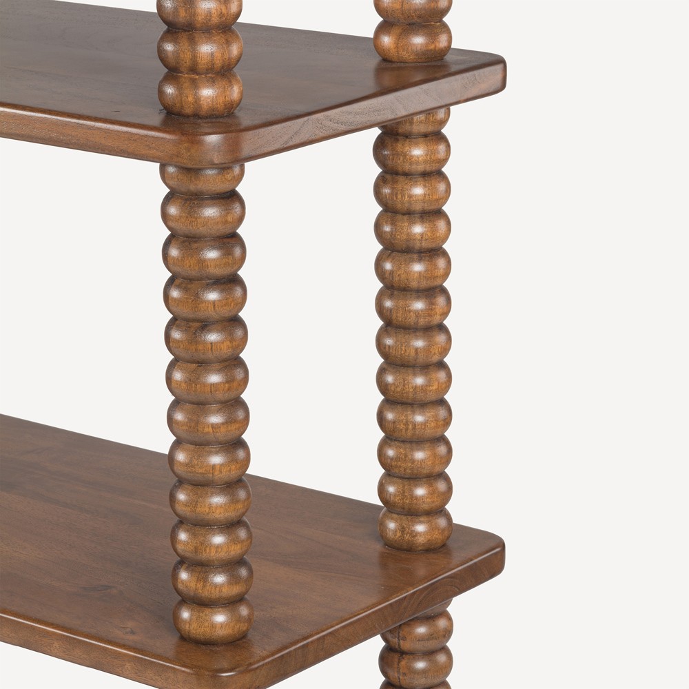 Tobi Updated Traditional Brown Acacia Wood Spindle Bookcase|