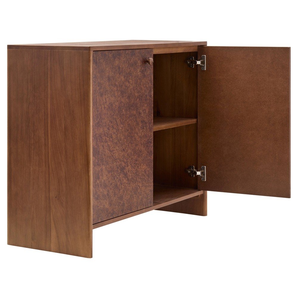 Delwyn Modern Classic Textured Metallic Oak Wood Cabinet|