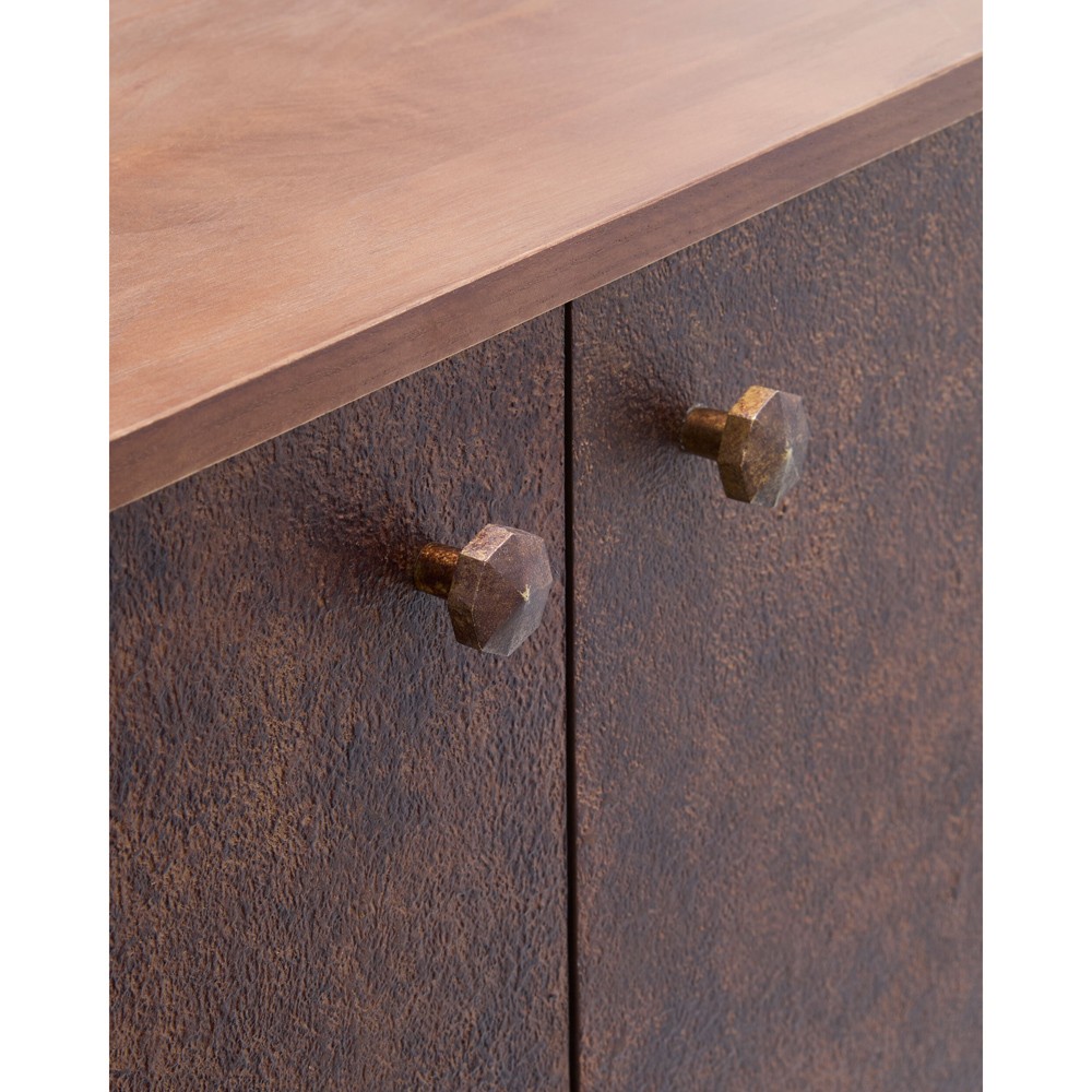 Delwyn Modern Classic Textured Metallic Oak Wood Cabinet|