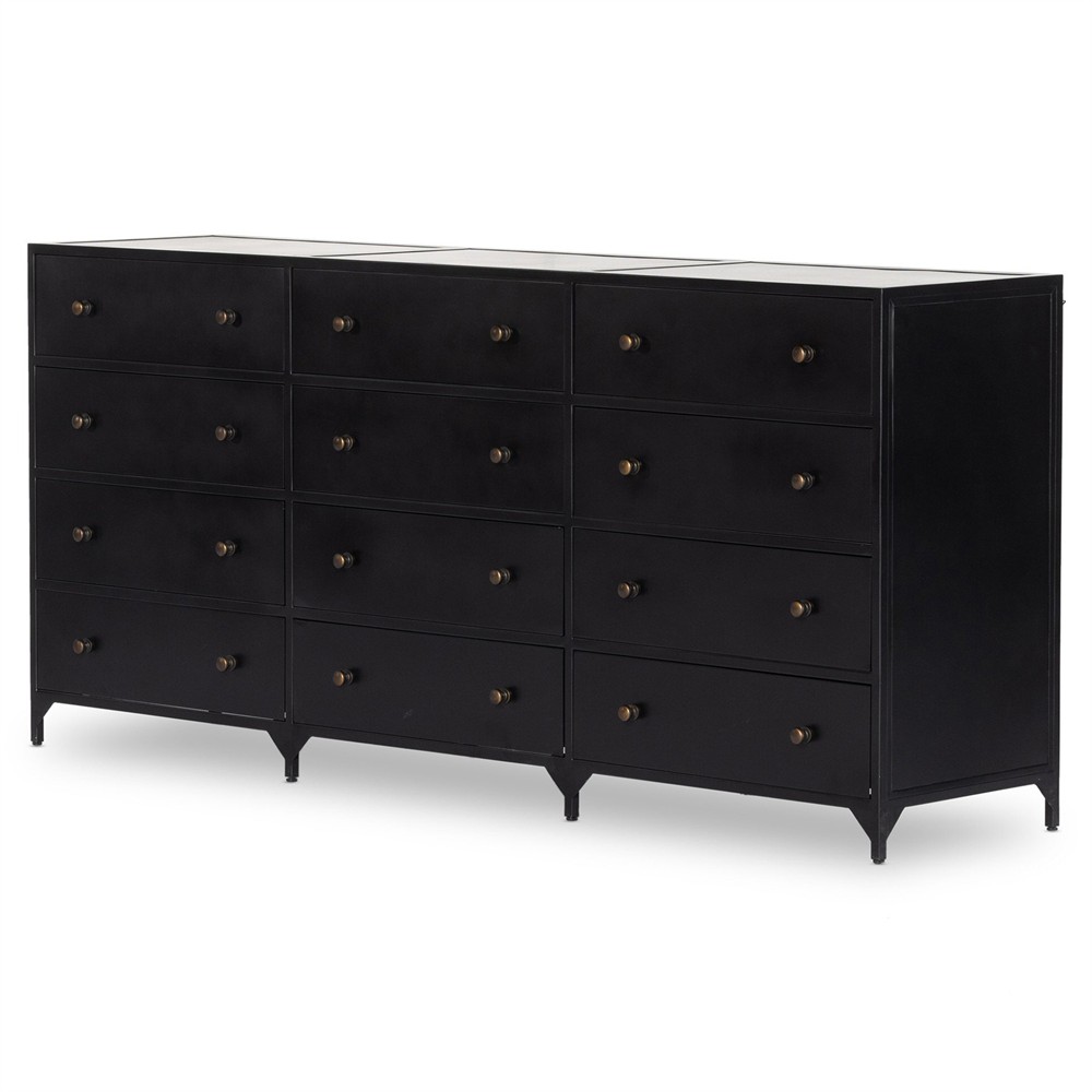 Stancil Modern Classic Black Iron Triple Dresser|