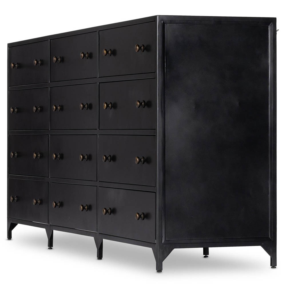 Stancil Modern Classic Black Iron Triple Dresser|