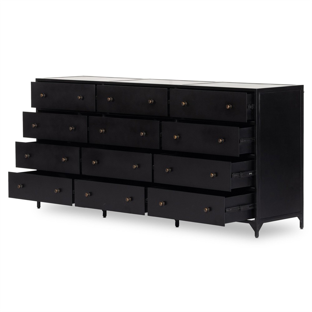 Stancil Modern Classic Black Iron Triple Dresser|