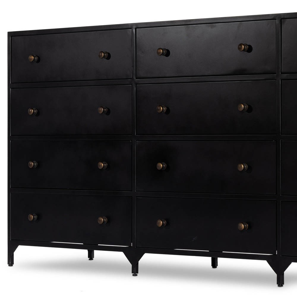Stancil Modern Classic Black Iron Triple Dresser|
