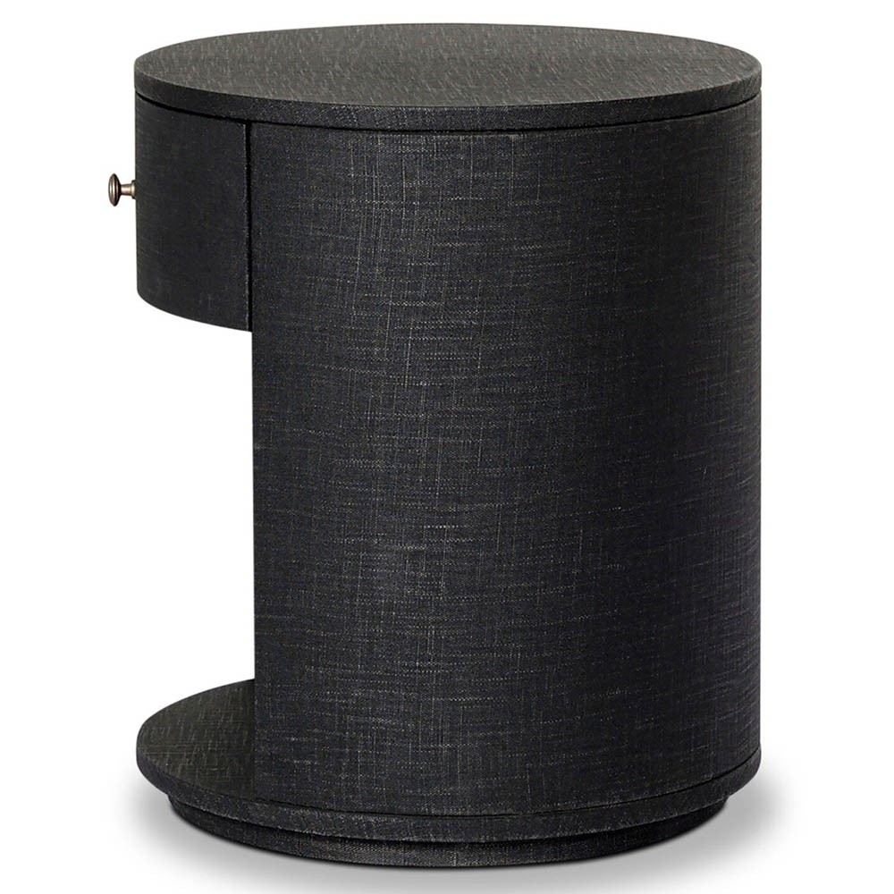 Beatrice Modern Classic Black Painted Linen 1 Drawer Nightstand|