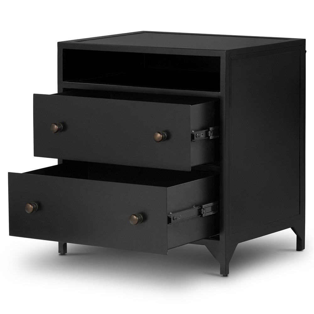 Stancil Modern Classic Black Iron Nightstand|