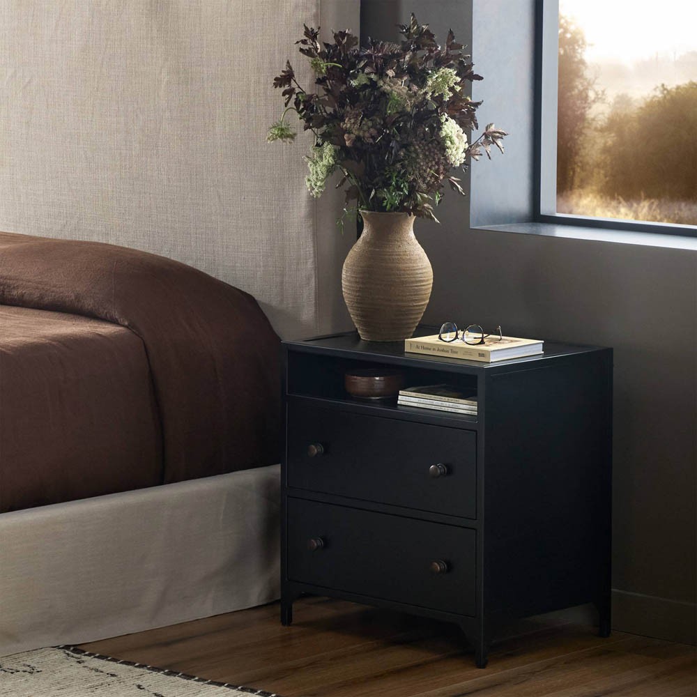 Stancil Modern Classic Black Iron Nightstand|