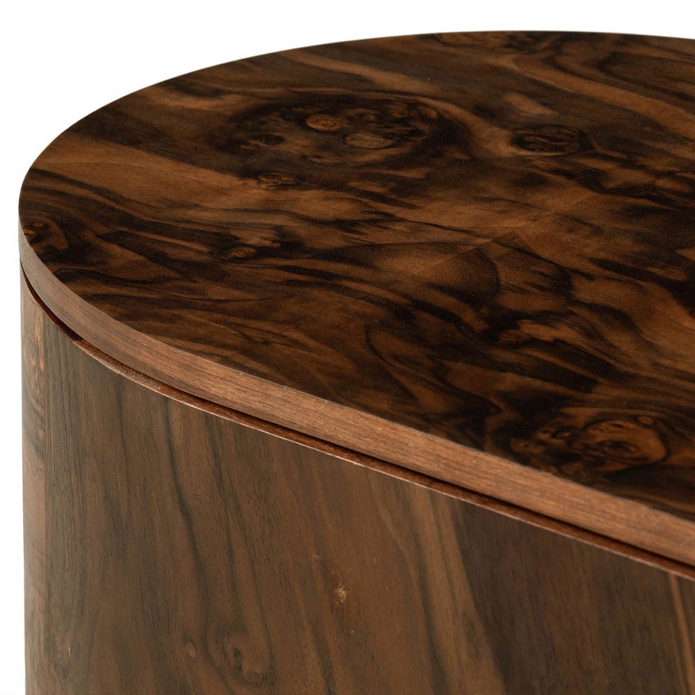 Raisa Walnut Burl Oval Nightstand|