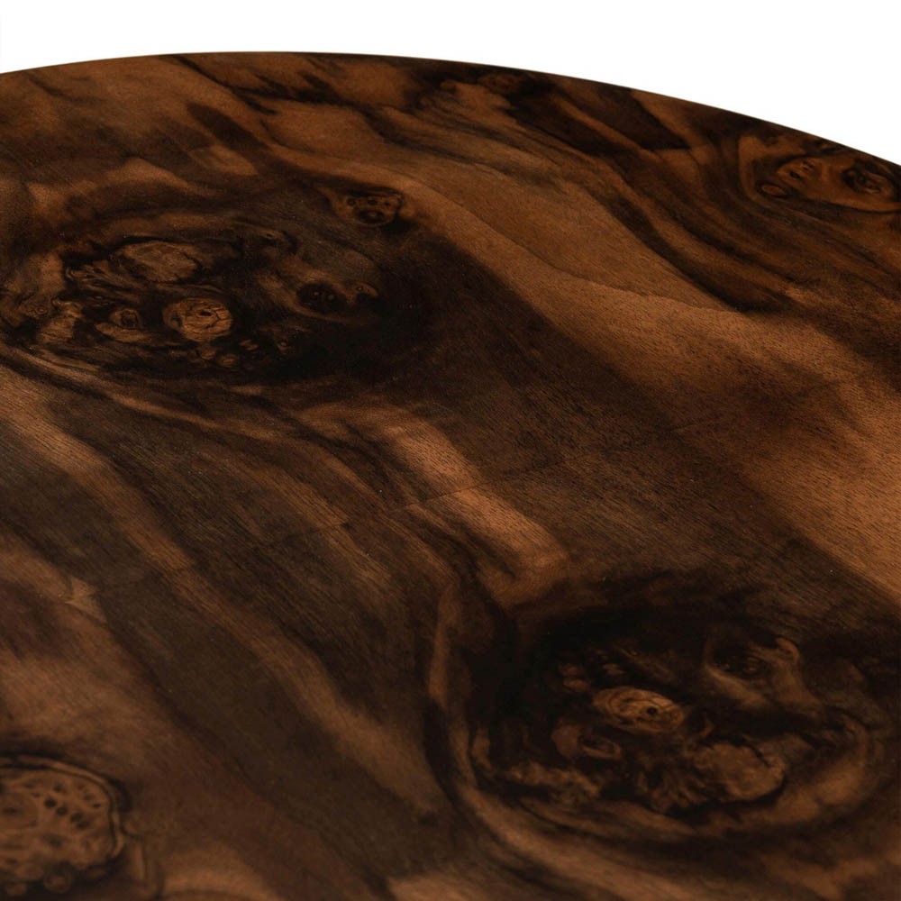 Raisa Walnut Burl Oval Nightstand|