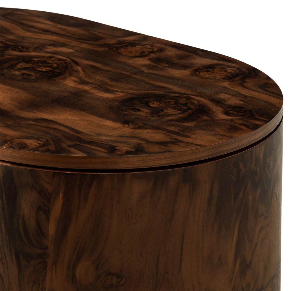 Raisa Walnut Burl Oval Nightstand|