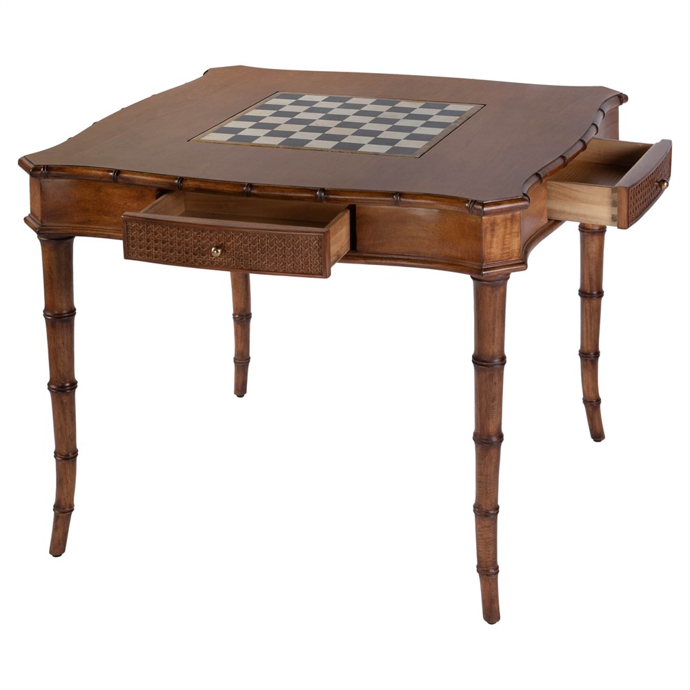 Eddie Updated Traditional Brown Wood Game Table|