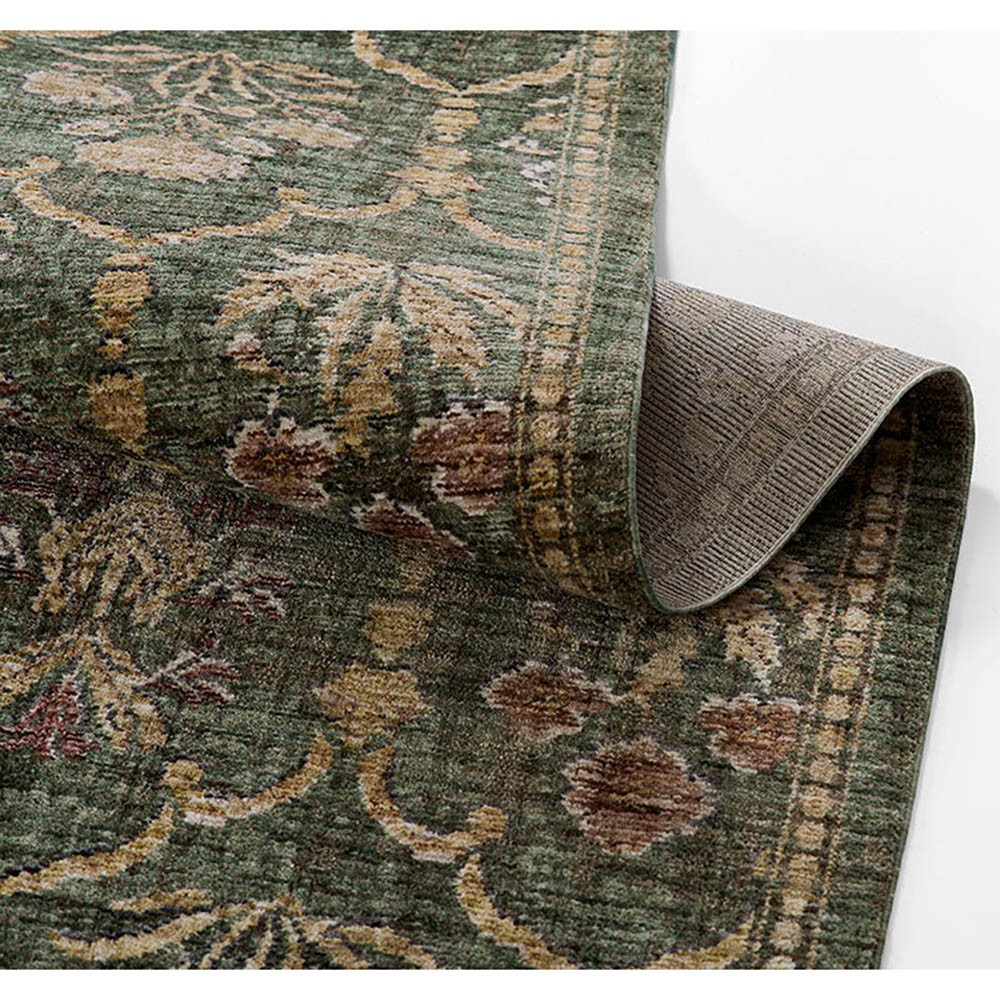 Frescia Updated Traditional Green Floral Lattice Patterened Rug - 5'3"x7'6"|