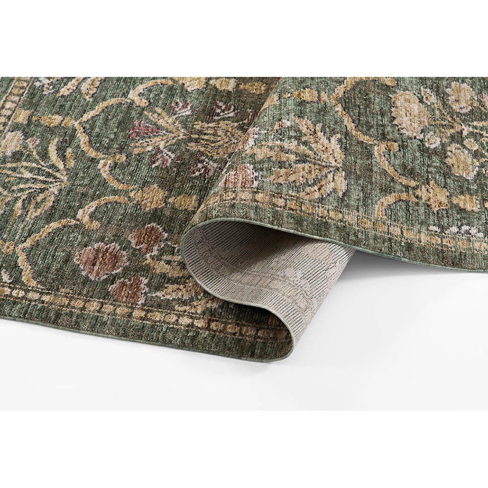 Frescia Updated Traditional Green Floral Lattice Patterened Rug - 5'3"x7'6"|