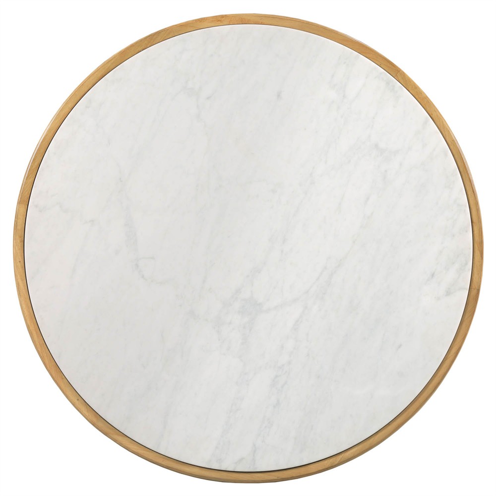 Tyson Updated Traditional White Marble Auden Wood Dining Table - 40"|