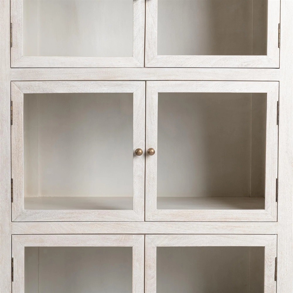 Beatrix Coastal Beach Cream Mango Wood Display Cabinet|
