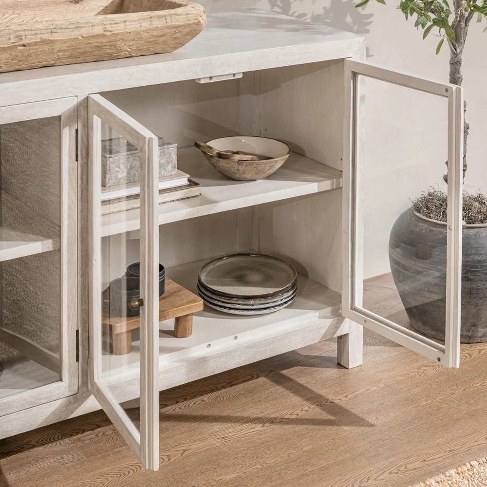 Beatrix Coastal Beach Cream Mango Wood Buffet|