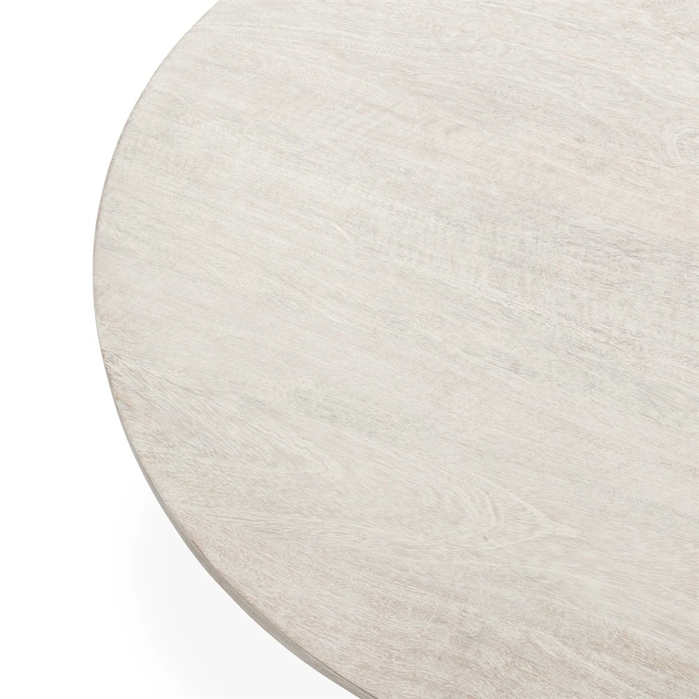 Beatrix Updated Traditional White Washed Mango Wood Round Coffee Table|