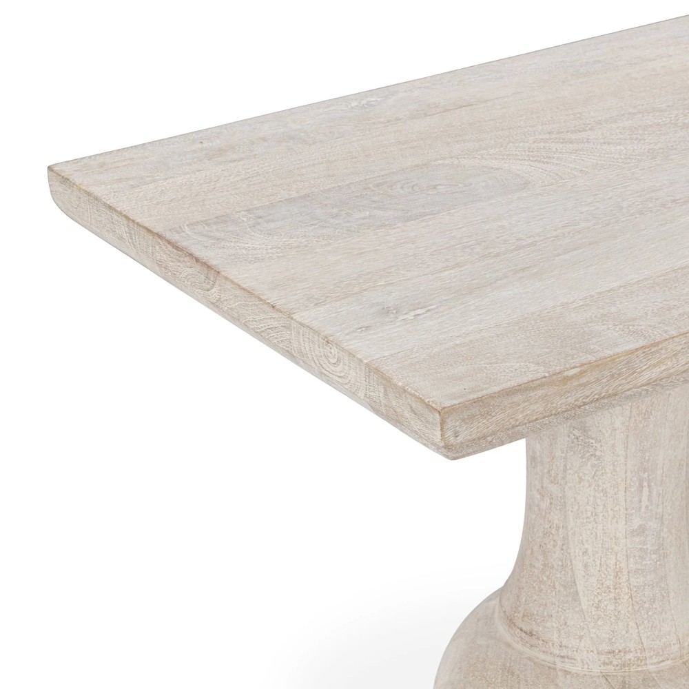 Beatrix Updated Traditional White Washed Mango Wood Rectangular Console Table|