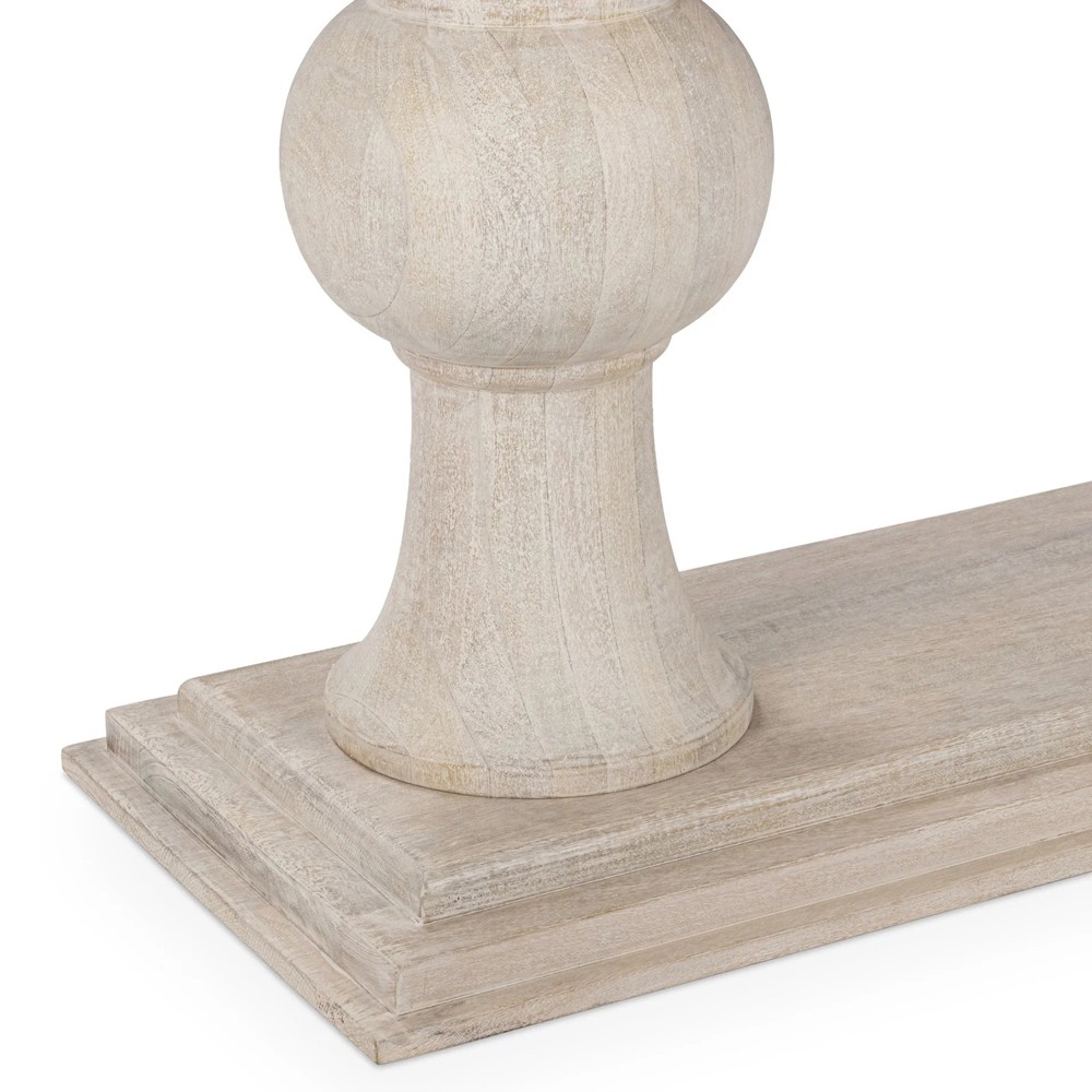 Beatrix Updated Traditional White Washed Mango Wood Rectangular Console Table|