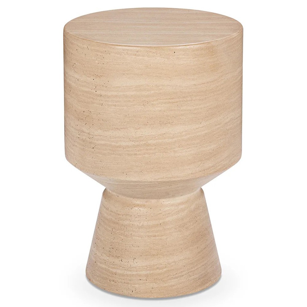Zion Coastal Beach Beige Concrete Outdoor Accent Table|