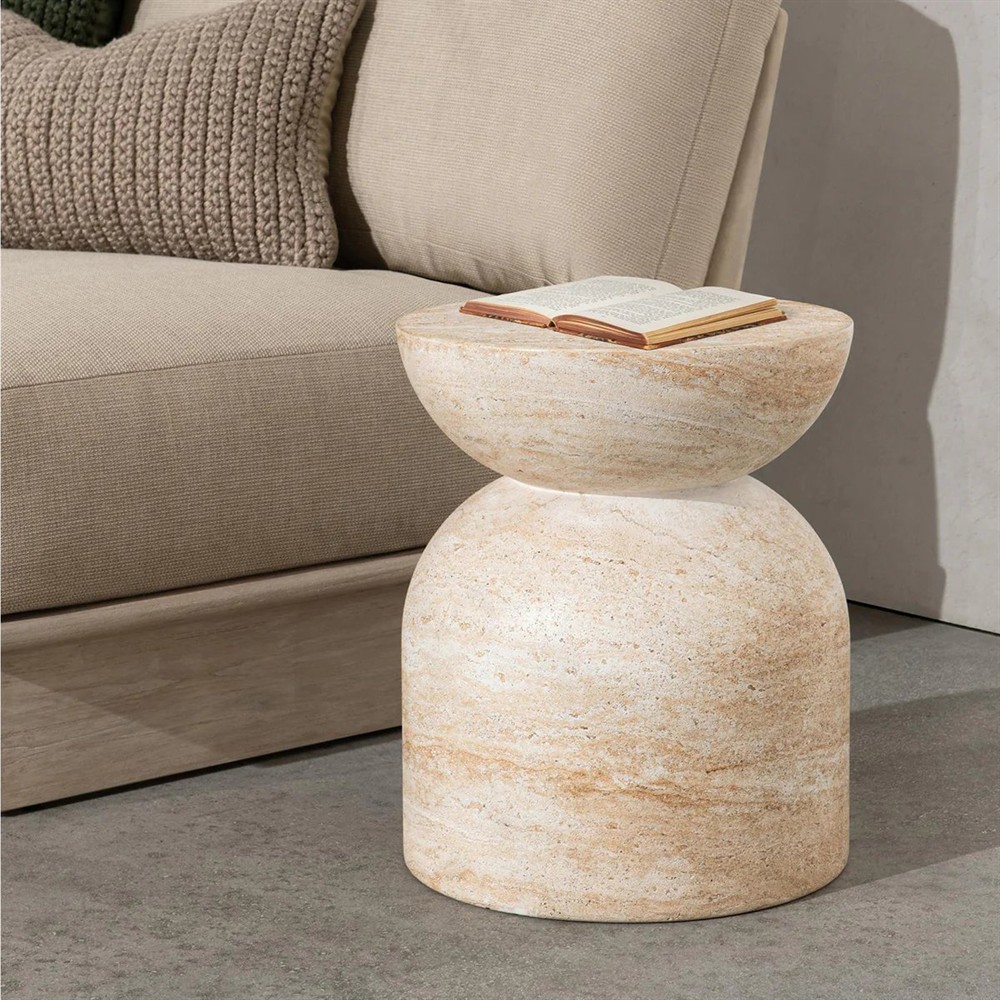 Vaughn Modern Classic Beige Concrete Outdoor Stool|