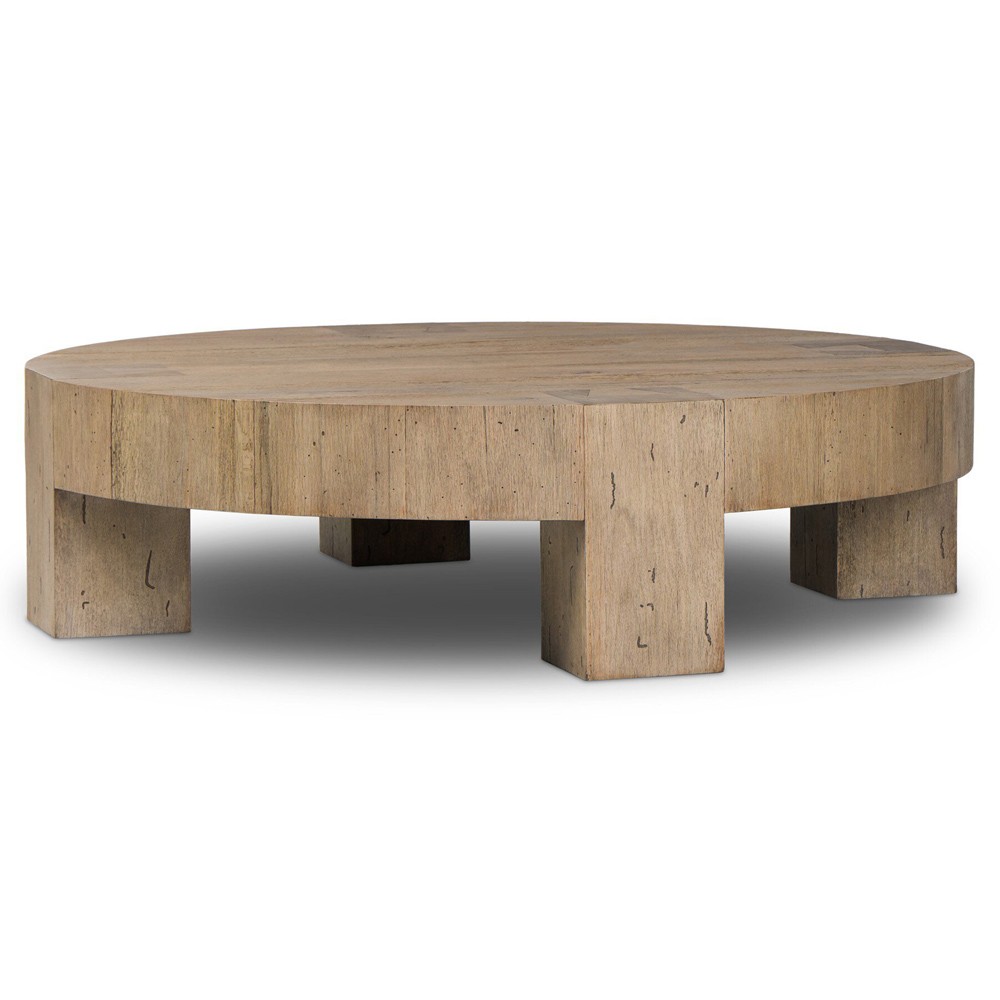 Oliver Rustic Lodge Brown Oak Round Coffee Table|