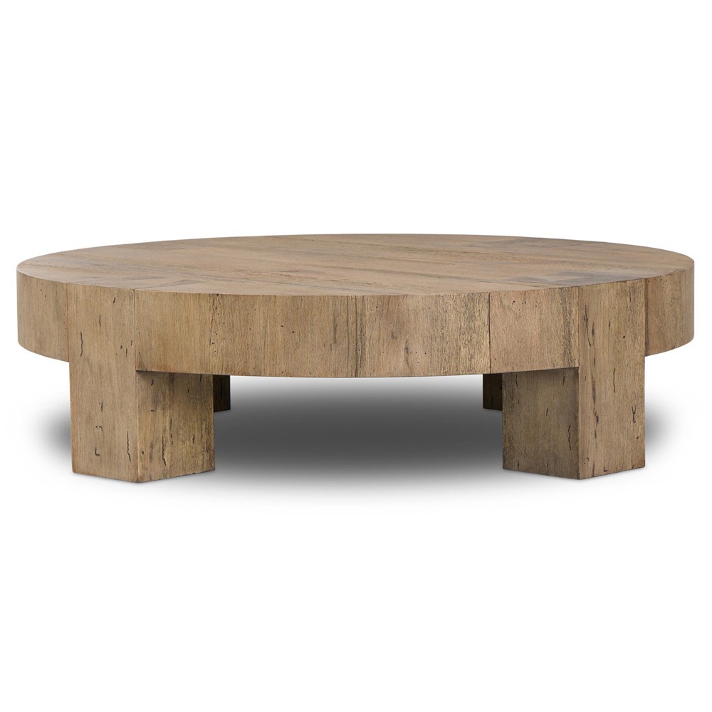 Oliver Rustic Lodge Brown Oak Round Coffee Table|