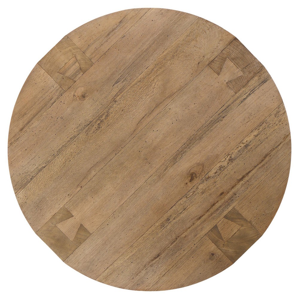 Oliver Rustic Lodge Brown Oak Round Coffee Table|