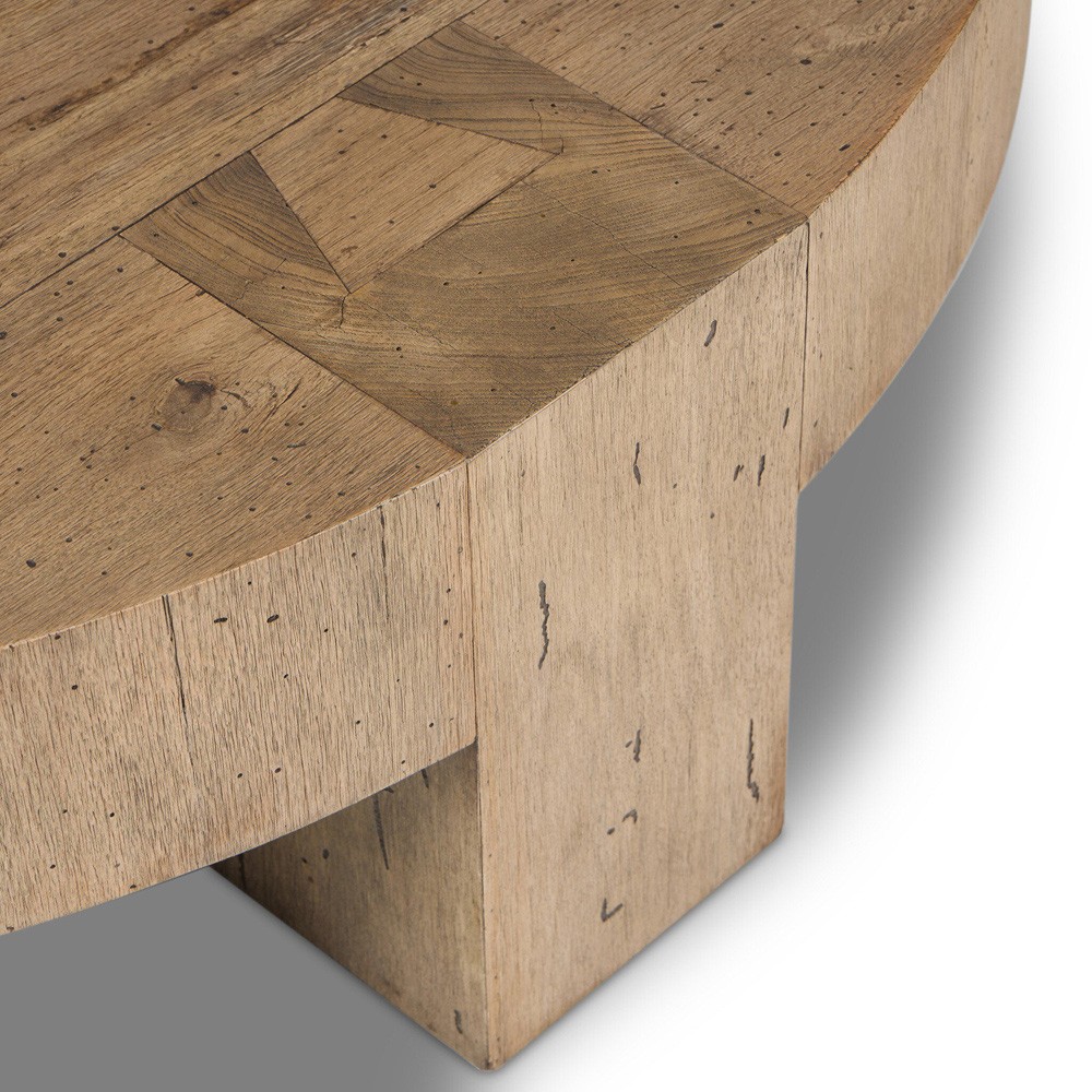 Oliver Rustic Lodge Brown Oak Round Coffee Table|