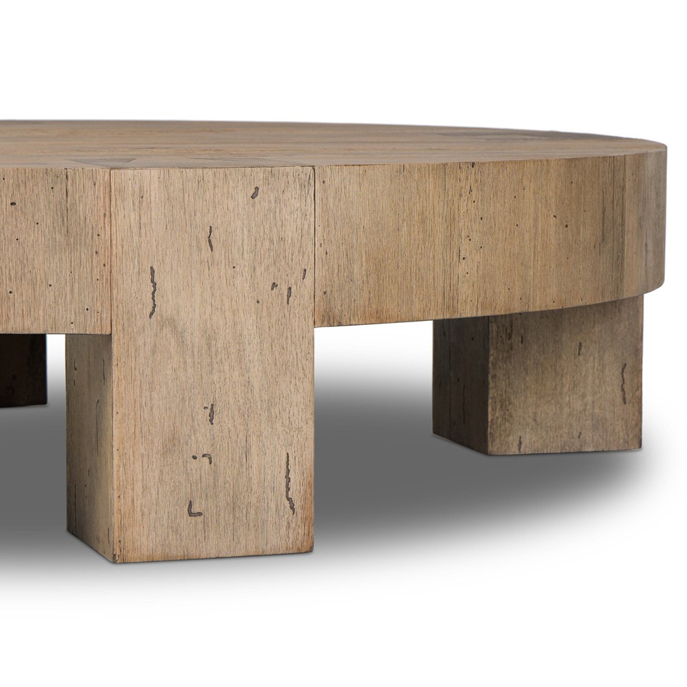 Oliver Rustic Lodge Brown Oak Round Coffee Table|