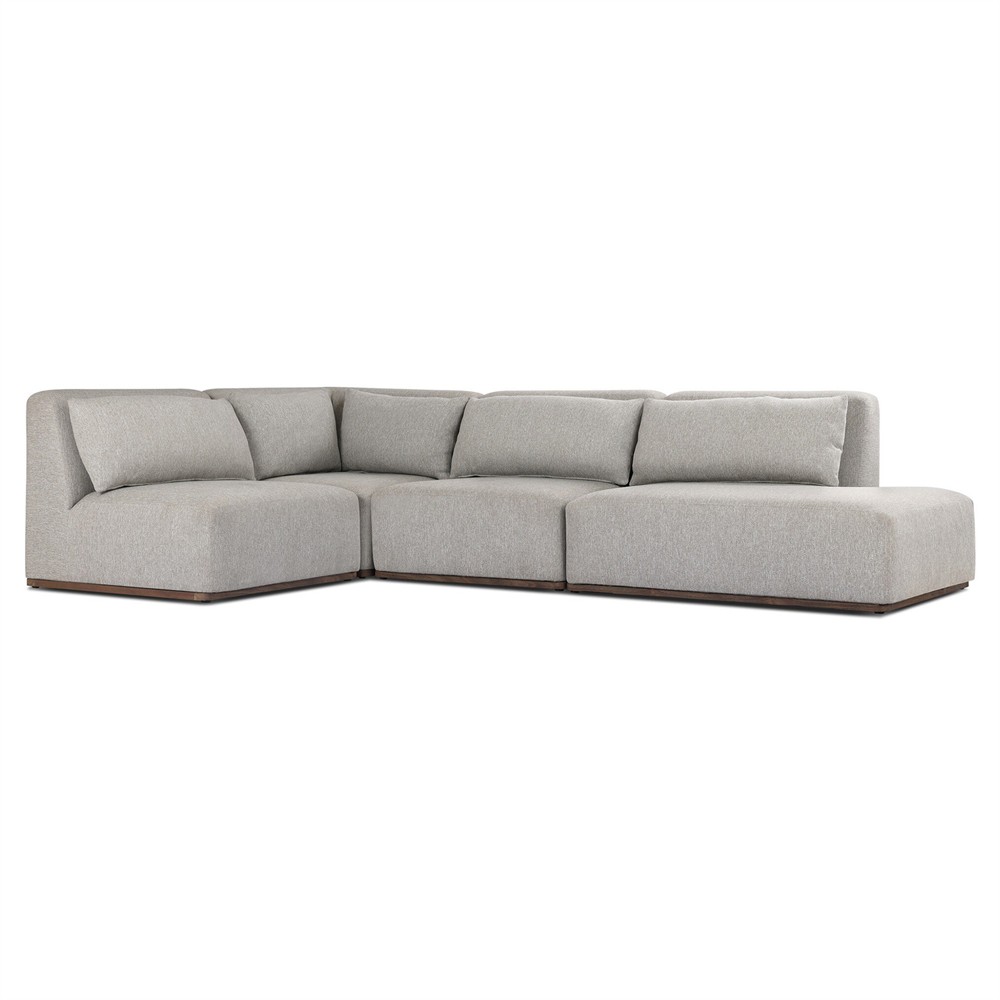 Adler Grey Performance Brown Teak 4 Piece Outdoor Sectional - Left Chaise - 139"|