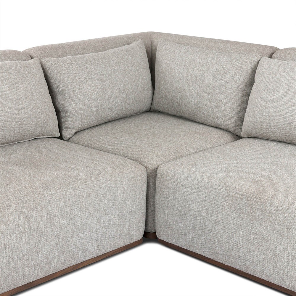 Adler Grey Performance Brown Teak 4 Piece Outdoor Sectional - Left Chaise - 139"|